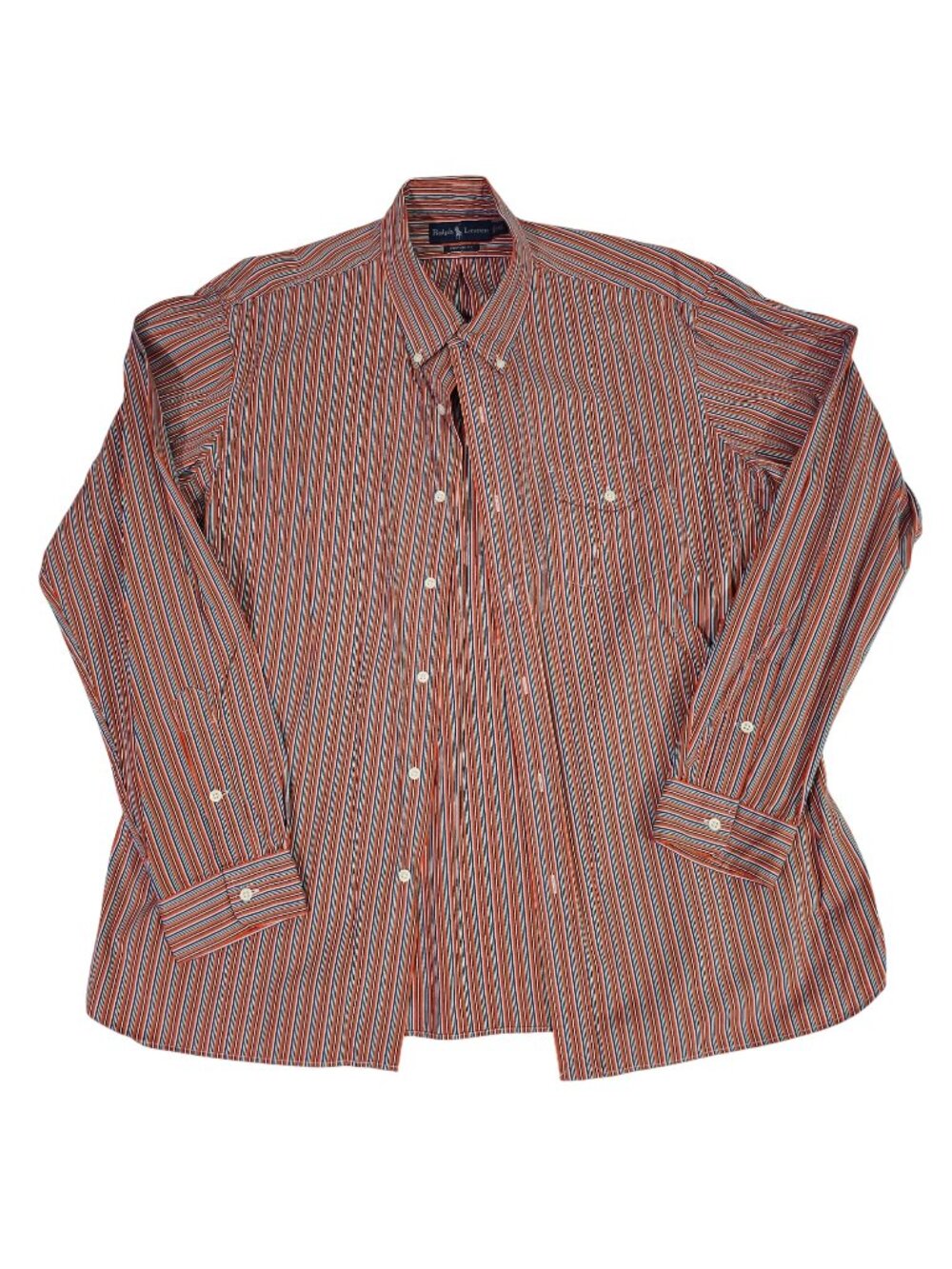 Ralph Lauren Mens Custom Fit Striped Button-Down Shirt XL Orange Green Purple